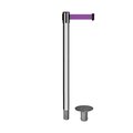 Montour Line Stanchion Belt Barrier Removable Base Pol.Steel Post 7.5ftPurple Belt MX630R-PS-PE-75